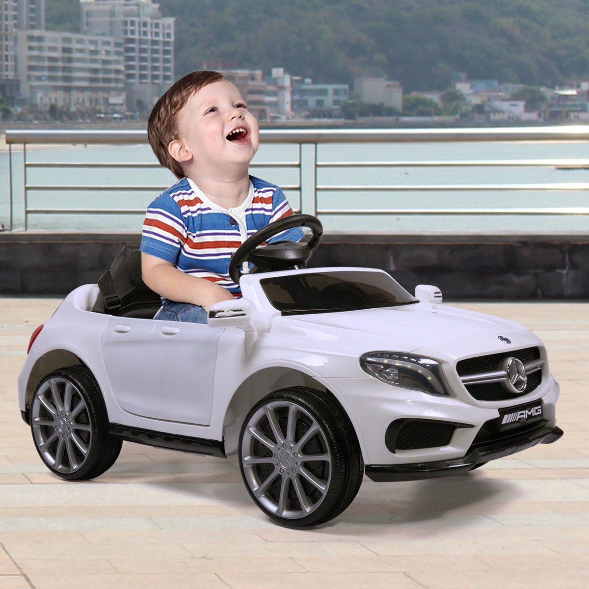 CIPACHO 6V Ride on Car with Parental Remote Control, Battery-Powered Ride on Toys for Boys Girls with MP3 Opening Doors, White CIPACHO 6V Ride on Car with Parental Remote Control, Battery-Powered Ride on Toys for Boys Girls with MP3 Opening Doors, White