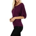 thumbnail image 2 of TheLovely Women & Plus Round Neck Woven Boat Neck Rolled Short Sleeve Blouse Top, 2 of 3