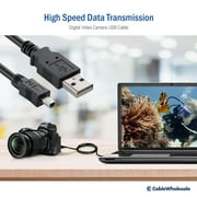 Mini USB 2.0 Cable, Black, Type A Male to 5 Pin Mini-B Male