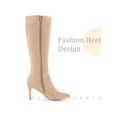 thumbnail image 3 of BLISSFUL STEP Women's Boots Faux Suede Knee High Pointy Toe Stiletto Heel Dress Boots Khaki 7.5, 3 of 6