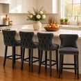 thumbnail image 4 of EHANCIS Set of 2 Counter Height Bar Stools, Modern Velvet Upholstered Counter Chair with Backrests, Home Kitchen Island Leisure Chairs with Solid Wood Legs(Black ), 4 of 6