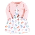 thumbnail image 1 of Hudson Baby Conjunto De Cárdigan Y Algodón Para Niñas, Vestido Informal, Mariposa Pastel 4T Us, 1 of 5