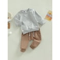 thumbnail image 4 of Elippeo Toddler Boys 2pcs Outfits 6M 12M 18M 24M 3Y Solid Color Long Sleeve Sweatshirt T-shirt and Elastic Casual Pants Suit, 4 of 10