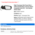 thumbnail image 2 of Right Passenger Side Power Mirror - without Heated Glass and Turn Signal - Compatible with 2013 - 2018 Nissan Altima Sedan 2014 2015 2016 2017, 2 of 2