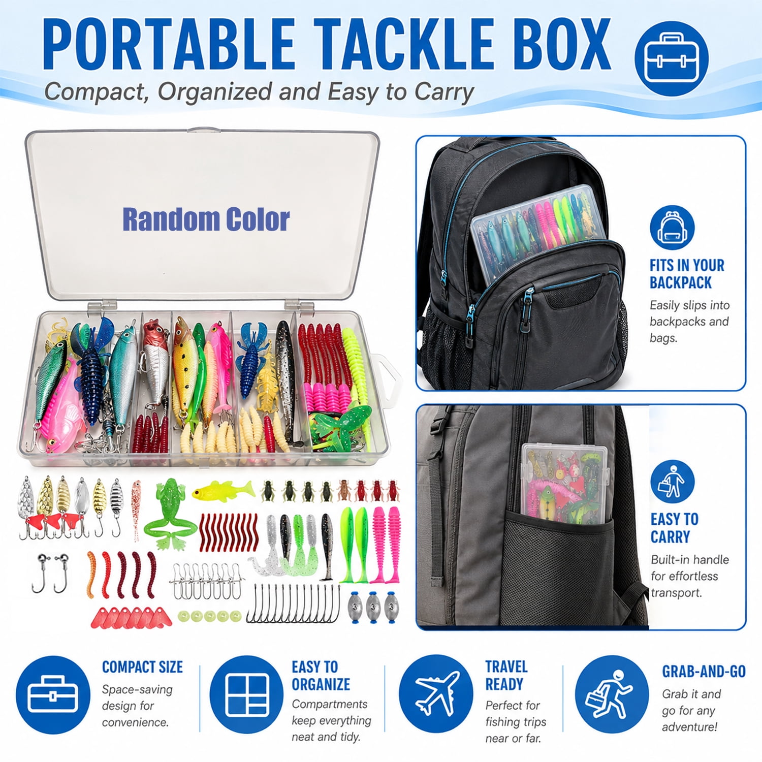 Fishing Lures Tackle Box Kit,Saltwater Freshwater Fishing Gear,Baits Tackle Including Crankbaits, Topwater Lures, Spinnerbaits,Fishing Accessories etc for Bass,Trout, Salmon, Fishing Gifts for Men