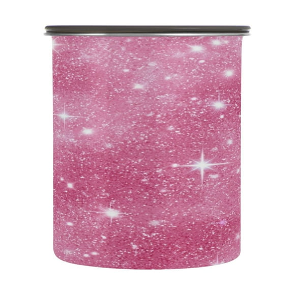 500ml Stainless Steel Food Storage Containers Pink Glitter Background Airtight Kitchen Canisters with Vacuum Lid for Coffee Tea Flour Sugar Grains