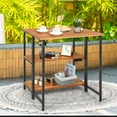 thumbnail image 4 of Costway Table à Manger Pliante en Bois d'Acacia avec Étagères de Rangement pour Patio Jardin Terrasse, 4 of 10