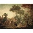 thumbnail image 2 of François Boucher 18x15 Gold Ornate Wood Frame and Double Matted Museum Art Print Titled - The Bridge (1751), 2 of 4