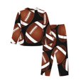 thumbnail image 2 of Bingfone Womens Pajama Sets Brown Football On Black Print,Long Sleeve Loungewear Pajamas Set-Xx-Large, 2 of 9