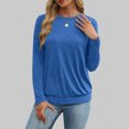 thumbnail image 5 of Black and Friday Deals,Cotton Pullover Sweatshirt Crewneck Womens Long Sleeve Cozy Base Shirts Solid Color Casual Fall Winter Tops (2XL, Blue), 5 of 7