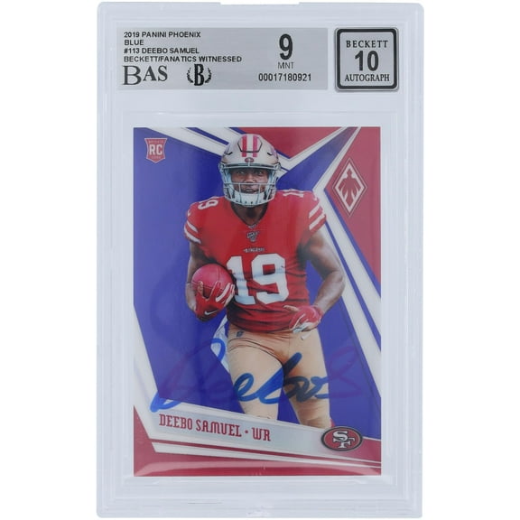 Deebo Samuel San Francisco 49ers Autographed 2019 Panini Phoenix Blue #113 #/35 Beckett Fanatics Witnessed Authenticated 9/10 Rookie Card - Fanatics Authentic Certified