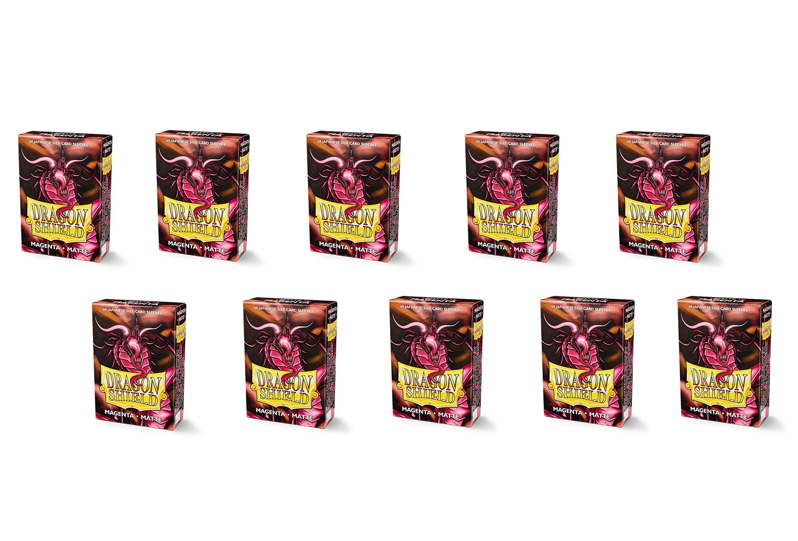 10 Packs Dragon Shield Matte Mini Japanese Magenta 60 ct Card Sleeves Display Case