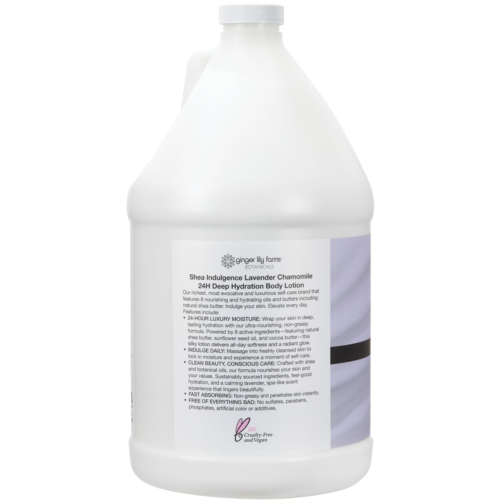 Ginger Lily Farms Botanicals Shea Indulgence 24H Deep Hydration Body Lotion, 100% Vegan & Cruelty-Free, Lavender Chamomile Scent, 1 Gallon (128 fl oz) Refill