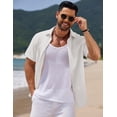 thumbnail image 4 of COOFANDY Men's Linen Beach Casual Shirts Button Down Short Sleeve Shirt Summer Wedding Shirt Slim Fit Shirts, 4 of 8
