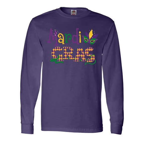 Inktastic Argyle Mardi Gras Long Sleeve T-Shirt