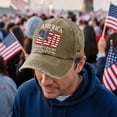 thumbnail image 5 of USA 250th Anniversary Embroidered Hat Adjustable Washed Hat for Men Women Gifts,Khaki, 5 of 6