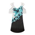 thumbnail image 2 of PATLOLLAV Summer Womens Dress Slimming Draw Back Print V-Neck Lace Cold Shoulder Dresses, 2 of 6