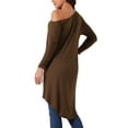 thumbnail image 3 of INSPIRE CHIC Women's One Shoulder Long Sleeve High Low Asymmetrical Irregular Hem Casual Tops S Dark Brown, 3 of 5