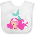 thumbnail image 3 of Inktastic Cute Mermaid, Pink Hair, Little Mermaid, Starfish Girls Baby Bib, 3 of 4