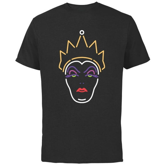 Disney Evil Queen Neon Face T-Shirt - Short Sleeve Cotton T-Shirt for Adults - Customized-Black