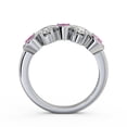thumbnail image 3 of 0.90 Ct Round Cut Genuine Pink Sapphire Diamond Unique Engagement Eternity Band for her 14K White Gold Size 5, 3 of 7