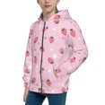 thumbnail image 2 of Rocae Floral Strawberr for Zip Up Hoodies for Teen Sweatshirt with Hood-Small, 2 of 6
