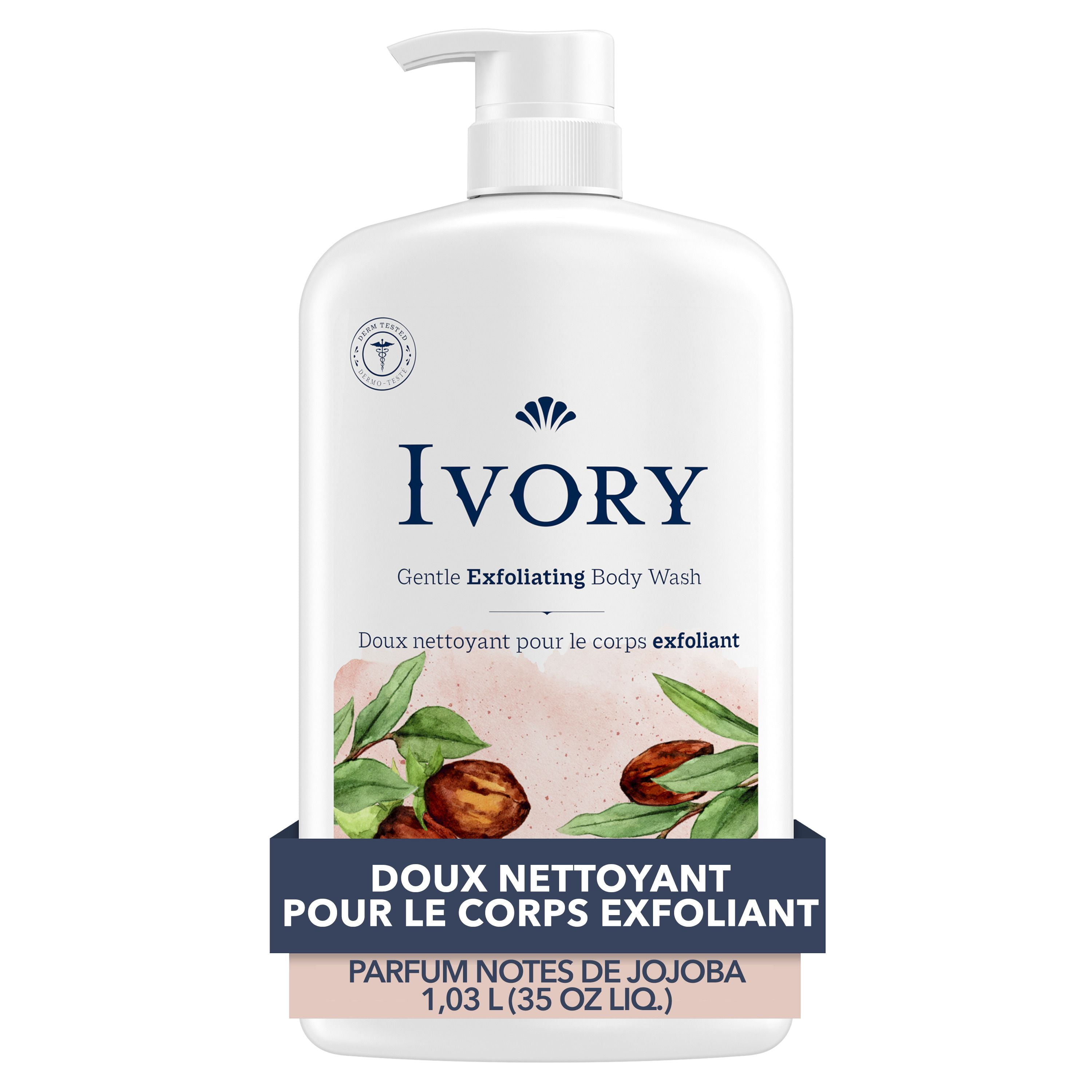 Doux nettoyant pour le corps exfoliant Ivory, parfum Notes de jojoba, 1,03 L (35 oz) 2T-5T