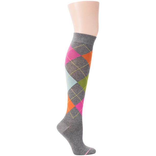 DR.MOTION COMPRESSION GREY ARGYLE SOCKS