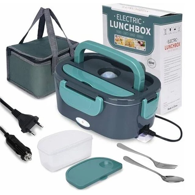Fiambrera con Calefacción, Fiambrera con Calefacción 3 en 1 (12V/24V/220V), Fiambrera con Calefacción Portátil de 1,5 L, Fiambrera con Calefacción de 60W para Coche, Camión, Casa o Camping(60W)
