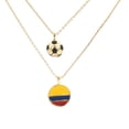 thumbnail image 1 of Cyra | Collar Doble para Mujer con Dije de Bandera de Colombia y balón, Fabricado en Chapa de Oro y esmaltado, Color Dorado, 1 of 4