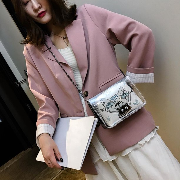Bolsa Bolsos de hombro con cadena de dibujos animados transparentes, bolsos cruzados para mujer (blanco) JShteea Para Estrenar