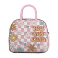 thumbnail image 2 of Lunch Bag Lunch Box for Women Reusable Insulated Lunch Cooler Bags,Large Capacity for Work Travel Picnic,Water-Resistant Multicolored Checkered Retro Lunch Tote Bag Gifts for Woman Mom Pink, 2 of 6