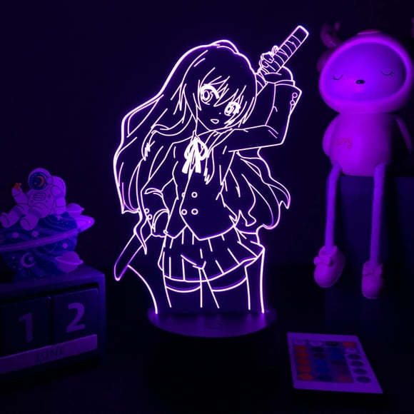 CLYARTPS-FYBTO Anime Toradora Nightlight Taiga Aisaka Figure for Kids Bedroom Decor Cool Birthday Gift Anime Waifu 3D Lamp (Base02)