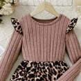 thumbnail image 4 of BOBOGOJP Kids Girls Rib Knit Long Sleeve Bodice Leopard Print Princess Party Dress Autumn Winter Dress Age 7-12 Years Pink for Size 10 Years, 4 of 4