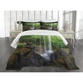 thumbnail image 3 of Ambesonne Waterfall Quilted Bedspread Set 3 Pcs, Northern Alabama, Queen Size, Green Brown, 3 of 5