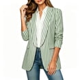 thumbnail image 4 of Homenesgenics Blazers for Women Business Casual Striped Blazer with Pockets, Cardigan-Style Green L, 4 of 5