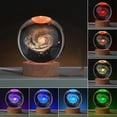 thumbnail image 3 of Luz de noche de color cristal con bola de cristal tallada en el interior, adorno luminoso, regalo estrellado con madera como se muestra, 3 of 5