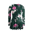 thumbnail image 3 of Pounoo Flared Skirt One Piece Swimsuits Women Color Block Long Sleeve Rash Guards Modest Swimwear Surfing Diving Outfit Gift, 3 of 9