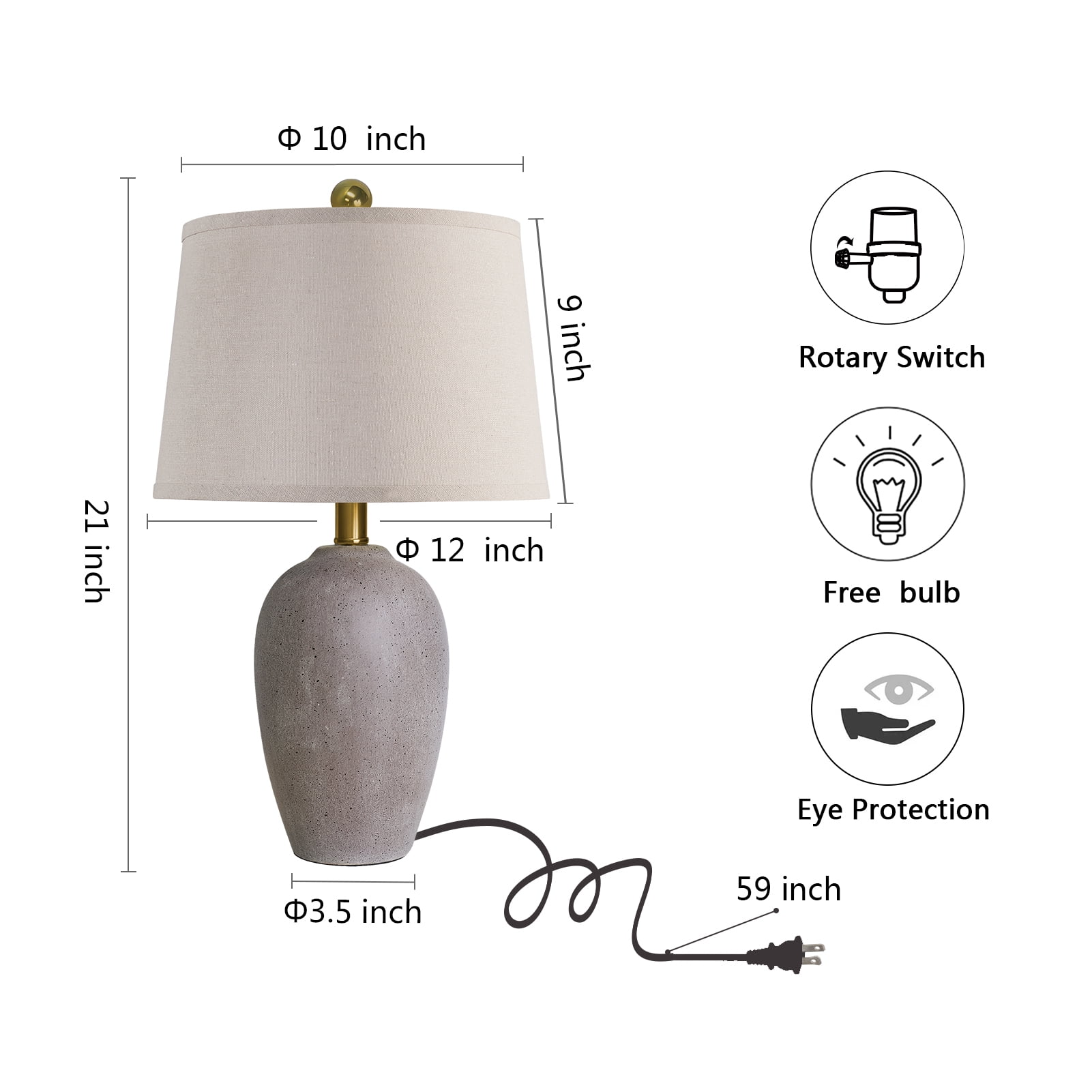 JUJUYUYOP 21"Ceramic Table Lamps Set of 2，Suitable for Living Rooms and Bedrooms, Modern Bedside Lamps with Bulbs Included