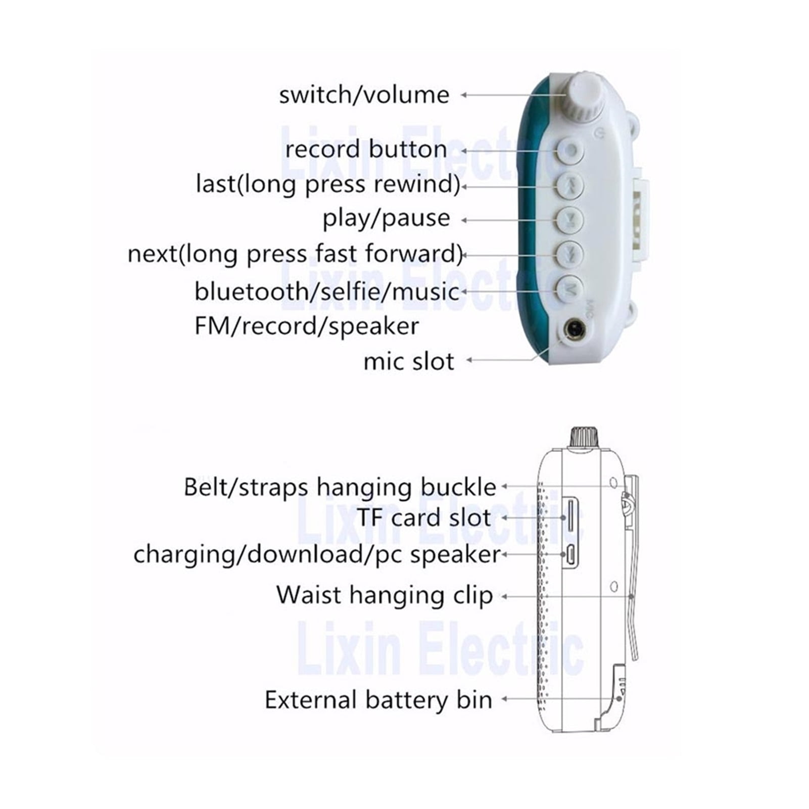 K500 Bluetooth Loudspeaker Microphone Voice Amplifier Booster Megaphone Speaker For Teaching Tour Guide ,Easy to Operate