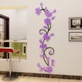 thumbnail image 2 of Mural de flores de ratán 3D para sala de estar, dormitorio, sofá, TV, fondo de pared, regalo creativo, decoración de pared autoadhesiva (59 (H) x 17,7 (W) pulgadas, morado claro) ER, 2 of 5