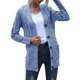 thumbnail image 2 of Qarigey Suéter de mujer con cuello en V, botón, prendas de vestir exteriores, abrigo de otoño de punto de manga larga, amarillo, L Prendas para la parte del cuerpo Azul XXL, 2 of 6