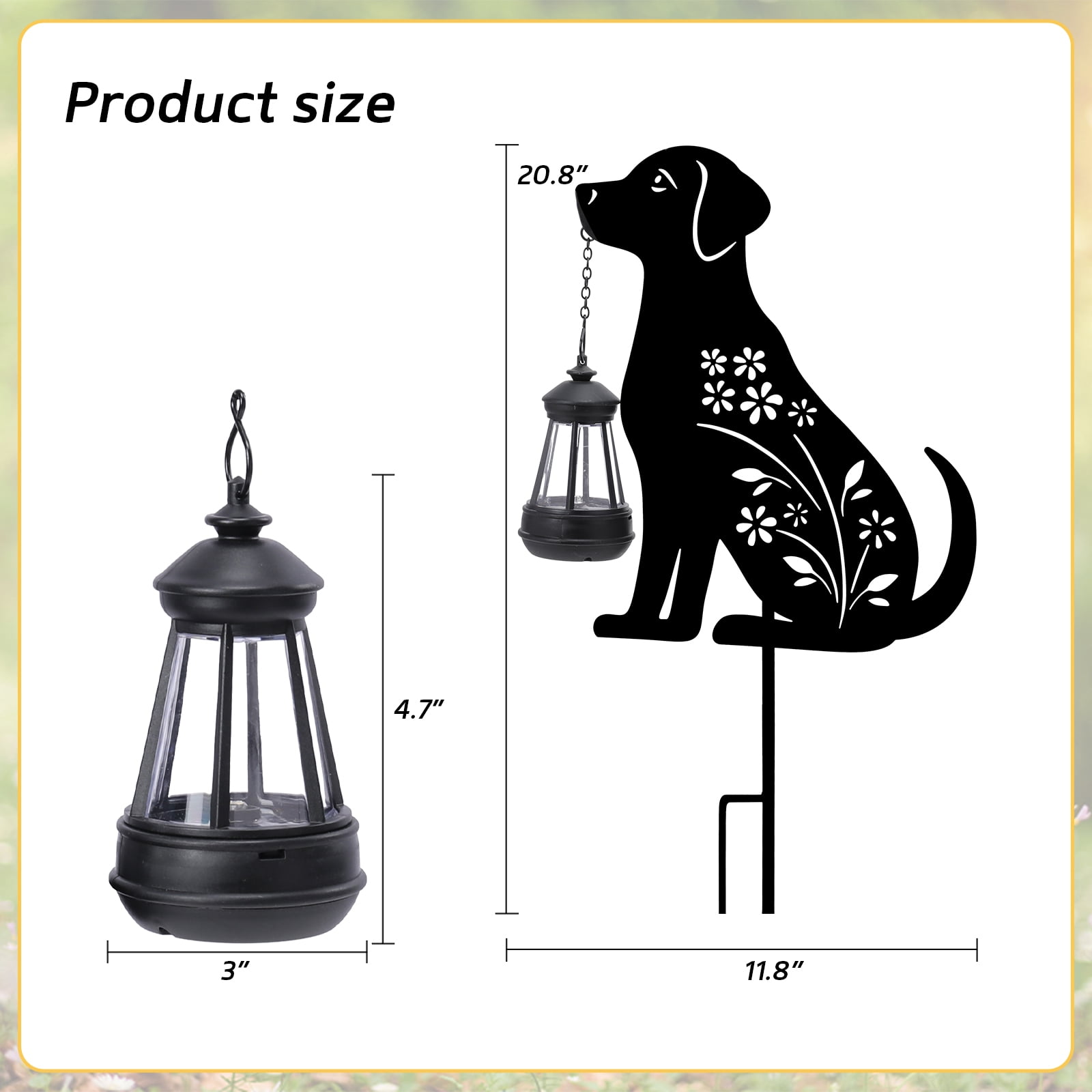 Metal Dog Stake with Solar Lights Outdoor Decorative,Black Dog Lawn Ornaments,Womens Gifts Unique,Garden Silhouette Animal Decor (Dog)