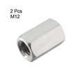 thumbnail image 3 of M12 30mm Length 304 Stainless Steel Metric Hex Coupling Nut, 2-Pack, 3 of 3
