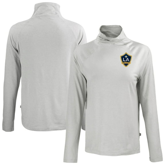 Women's-Cutter & Buck  Gray LA Galaxy Coastline Epic Comfort Eco Recycled Funnel-Neck Top