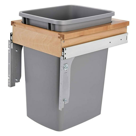 Rev-A-Shelf Top Mount Single Pullout Trash Can w/ Reduced Depth, 35 Qt, 4WCTM-1516DM-1