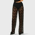 thumbnail image 2 of Women Sexy Lace See Through Pants Sheer Mesh Low Waist Stretchy Slim Trouser Hollow Out Skinny Leggings, 2 of 2