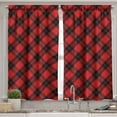 thumbnail image 2 of Ambesonne Plaid Valance & Curtain, Lumberjack Checkered Squares, 55"x24", Black Red, 2 of 7