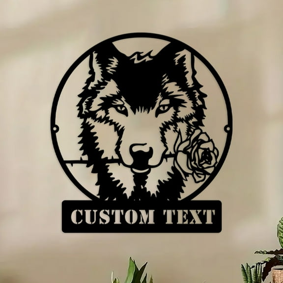 Custom Personalized Metal Wolf Name Sign, Family Name Sign, Outdoor Sign, Anniversary Sign, Last Name Sign, Metal Sign