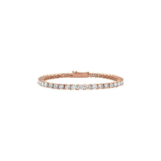Bracelet Zircon Cubique en Or Rose 14 Ct Vermeil 2 CT TGW- Avril Pierre de Naissance Bijoux